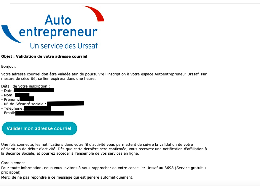 Urssaf dgitags freelance autoentrepreneur microentrepreneur mail